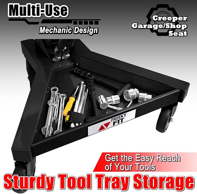 Mechanic Stool with Wheels, Hydraulic Adjustable Shop Stool on Wheels, Garage - Image 4