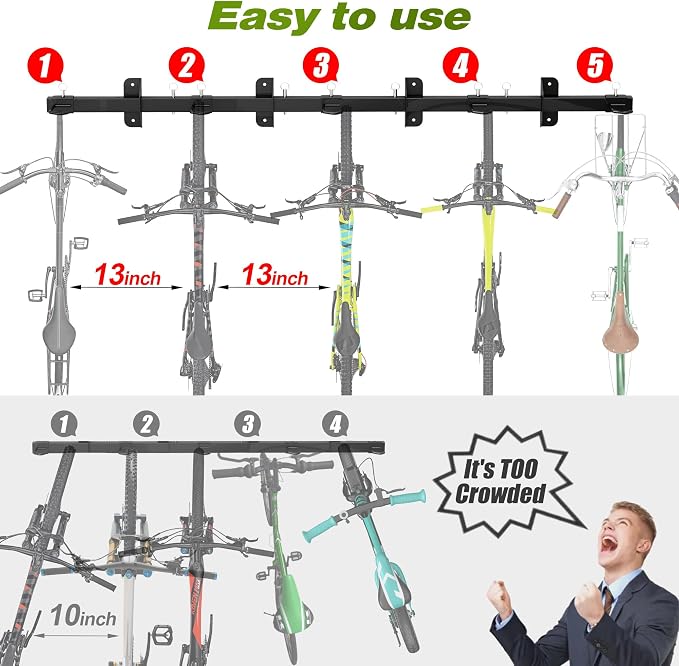 Bike Storage Rack, Garage Wall Mount Hanger, Indoor Bicycle Organizer - Image 4