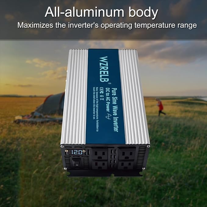 WZRELB 1800W Pure Sine Wave Inverter 24V DC to 110V 120V AC, Car Power Inverter - Image 6