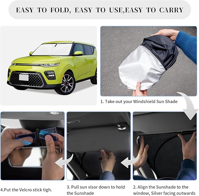 Sun Shade Sunshade for 2025 Kia Soul Windshield Cover, 4-Layer Front Window - Image 5
