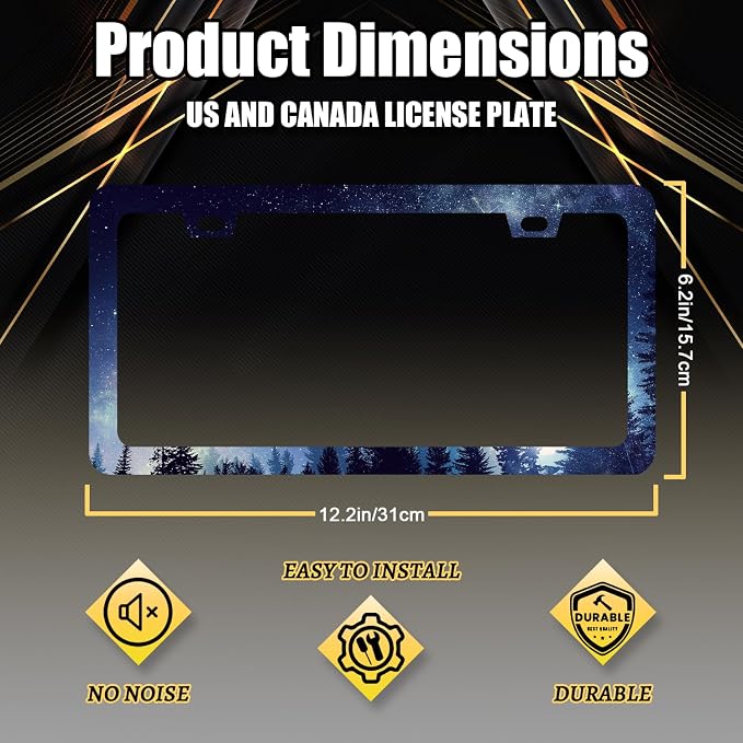 Beautiful Galaxy License Plate Frame Starry Sky Galaxy Forest License Plate - Image 2