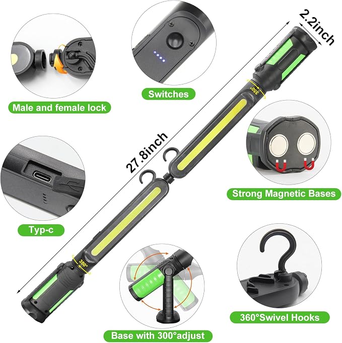 SYLSTAR Work Light for Mechanic, 2400LM LED, 4400mAh Rechargeable, Underhood - Image 6