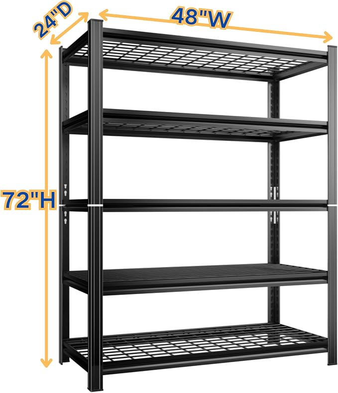 Garage Shelving, Heavy Duty 5-Tier Wire Shelving Unit, 2500 lbs Load Capacity - Image 2