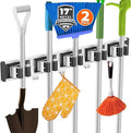 2 Pack Broom Holder Wall Mount Mop and Broom Hanger Wall Mounted Garage Storage by reliahom