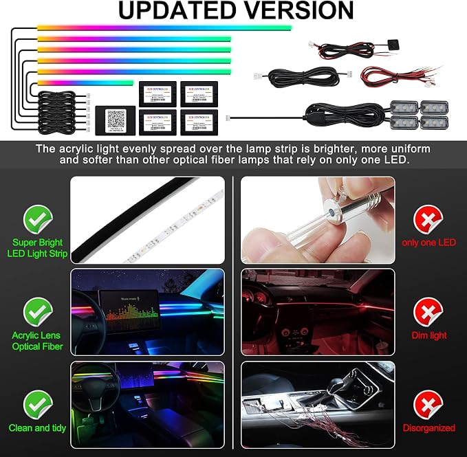 Dreamcolor Acrylic Interior Car LED Strip Light - Image 5