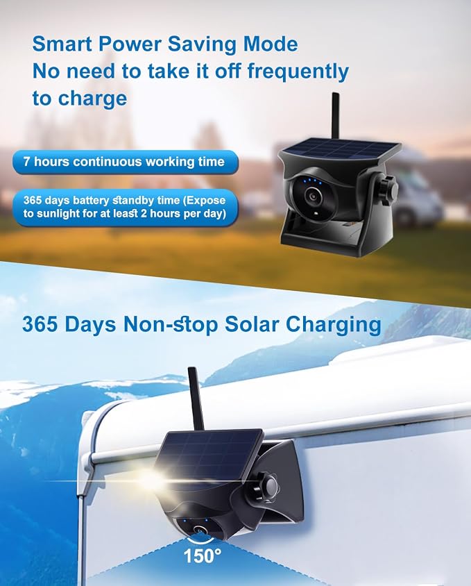 1080P Solar Wireless Backup Camera, Magnetic WiFi Hitching Camera, Night Vision - Image 5