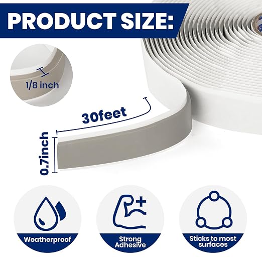 ADHES Premium Butyl Sealant Tape 3/4" x 30 'x 1/8", 2 Rolls Gray Butyl Rubber - Image 2