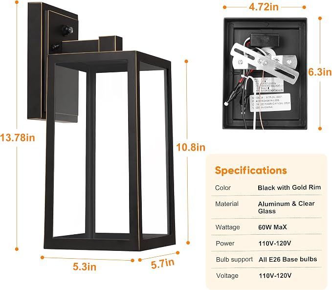 PARTPHONER Black Exterior Light Fixtures Wall Mount - Image 5