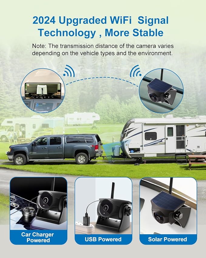 1080P Solar Wireless Backup Camera, Magnetic WiFi Hitching Camera, Night Vision - Image 3