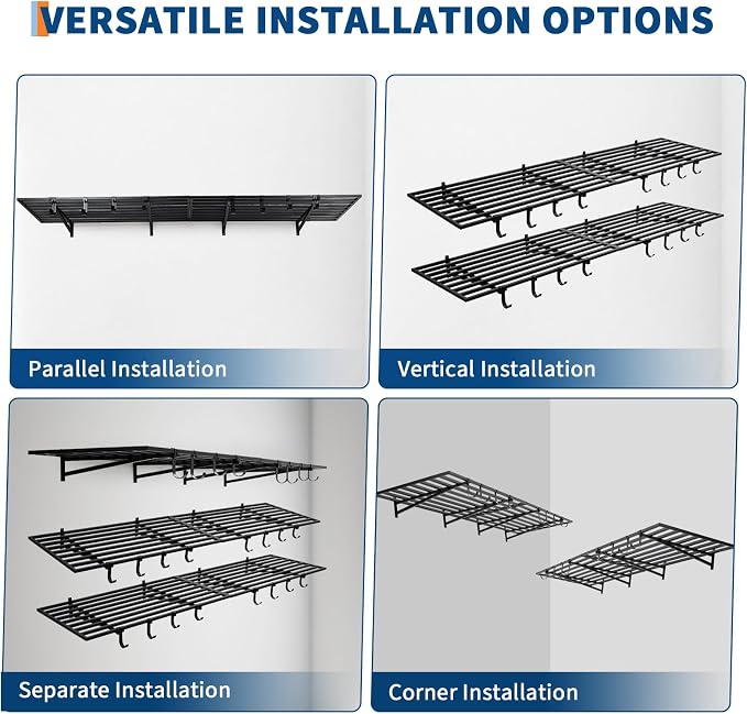 2 Pack Heavy Duty Garage Wall Shelves, 2x4ft Wall Mount Storage Shelf - Image 6
