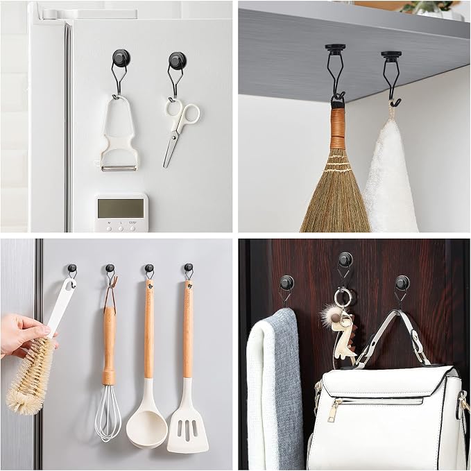 MIKEDE Black Magnetic Hooks Heavy Duty, 60 lb+ Strong Swivel Swing Neodymium - Image 7