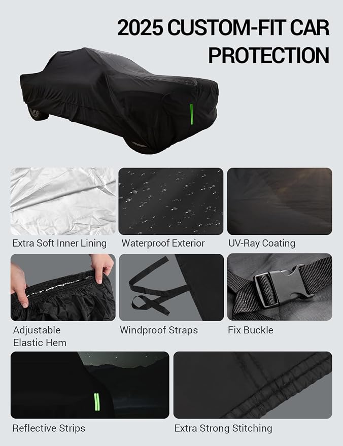 Proadsy 2025 Upgrade Car Cover for Chevrolet Colorado 2010-2021, Windproof All - Image 8