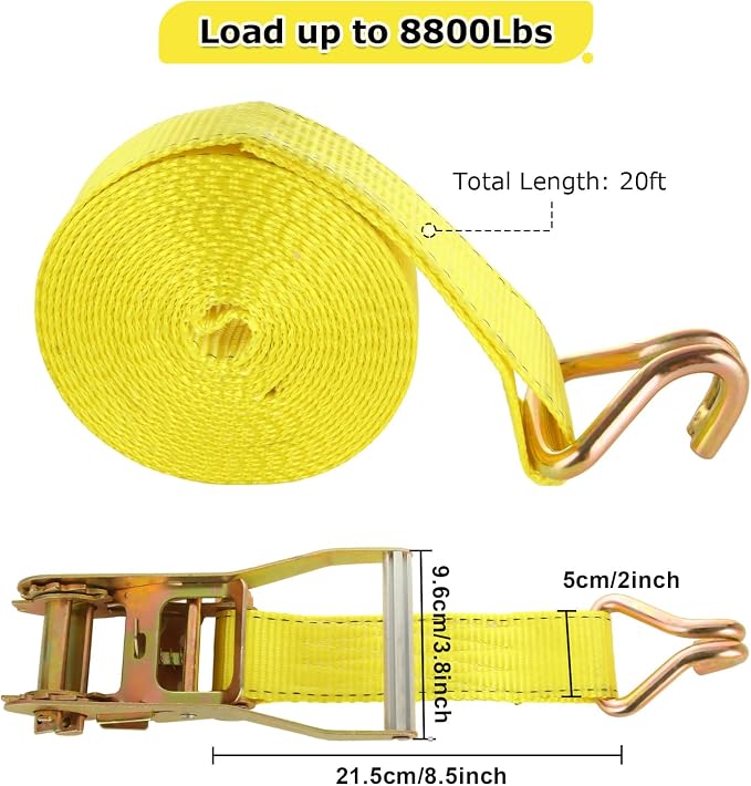 4 Pack 2 Inch Ratchet Straps Heavy Duty 20ft Tie Down Straps Ratchet - Image 2