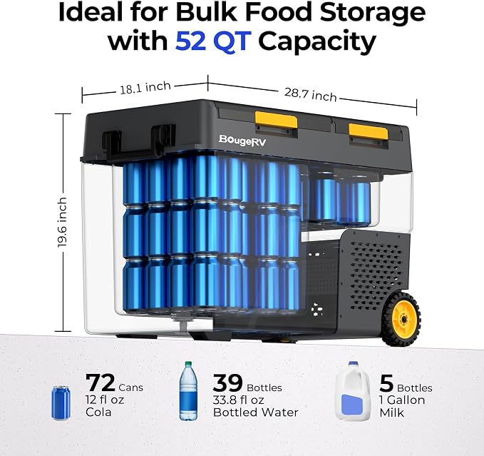 BougeRV 12 Volt Car Refrigerator, CRD2 52 Quart Portable Fridge Freezer - Image 2