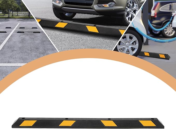 2-Pack 72" Rubber Parking Curb, Heavy Duty Long Garage Floor Wheel Stopper - Image 6