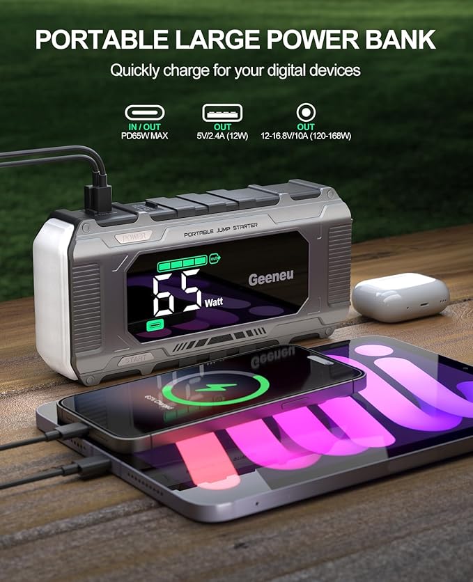 Car Jump Starter Battery Jumper Pack 8000A 65W PD Fast Charging, Portable 12V - Image 4