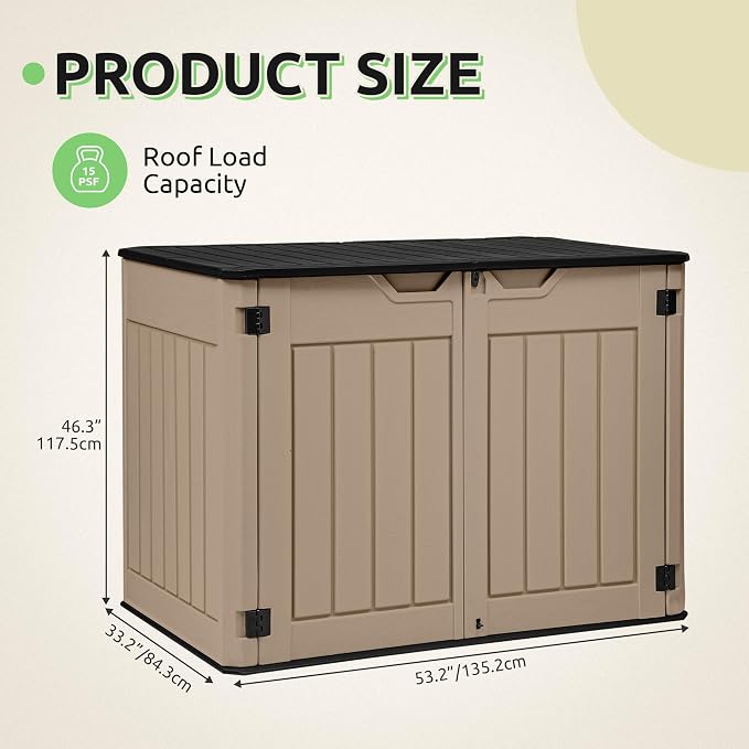 GOOBED 4.5x4ft Outdoor Horizontal Resin Storage Shed, 47 cuft Large Waterproof - Image 7