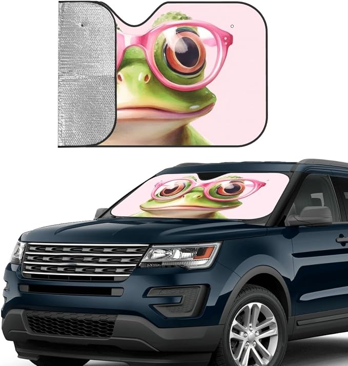 Funny Frog Car Sun Shade Windshield Sunshade Foldable Front Window Shield Cover - Image 4