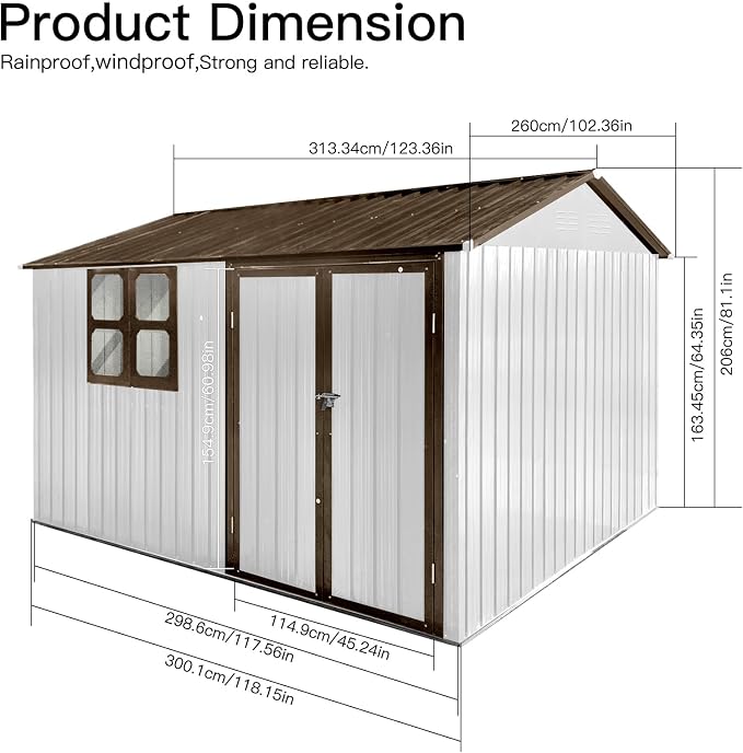 8x10 FT Outdoor Storage Shed, Metal Garden Shed - Image 5