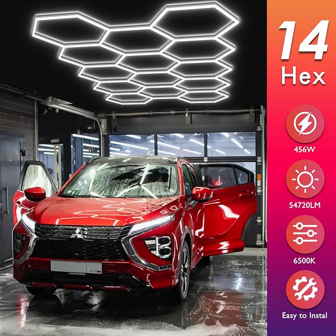 BRILLIHOOD Hexagon Garage Lights, LED Honeycomb Garage Lights, 6500K Super - Image 2