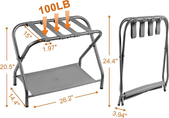Heybly Luggage Rack, Steel Folding Suitcase Stand - Image 4