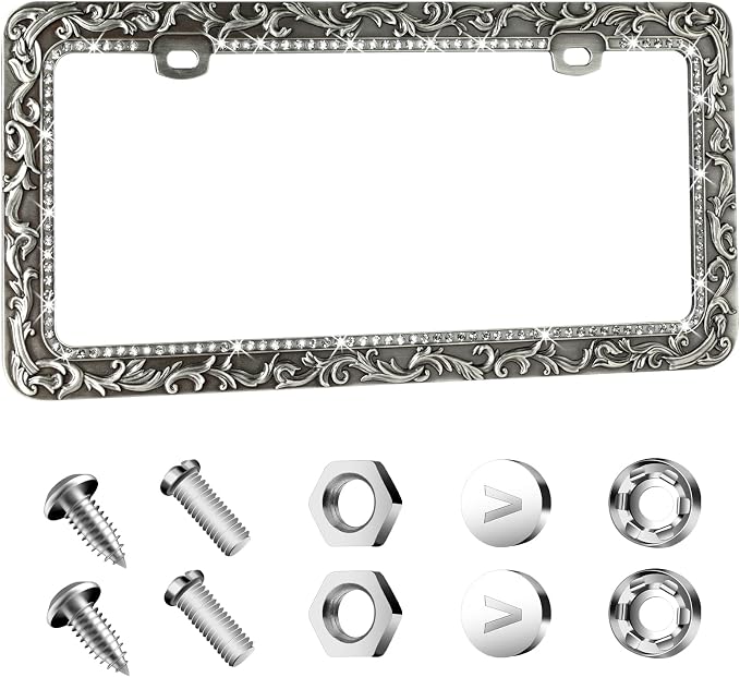 Valor Gel Metal Car License Plate Frames, Antique Old Pattern Printing by VALOR