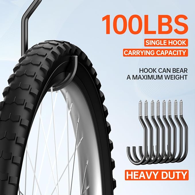 8-Pack Heavy Duty Bike Hook, Loading Capacity 100 LBS, 6 inch, Bike Hooks - Image 5