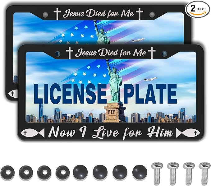 License Plate Cover Black and White License Plate Frames Jesus Died by Unknown