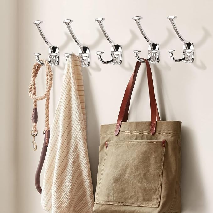 Large Wall Double-Sided Hook 2 Pack Polished Nickel Hook Decorative Heavy Duty - Image 5