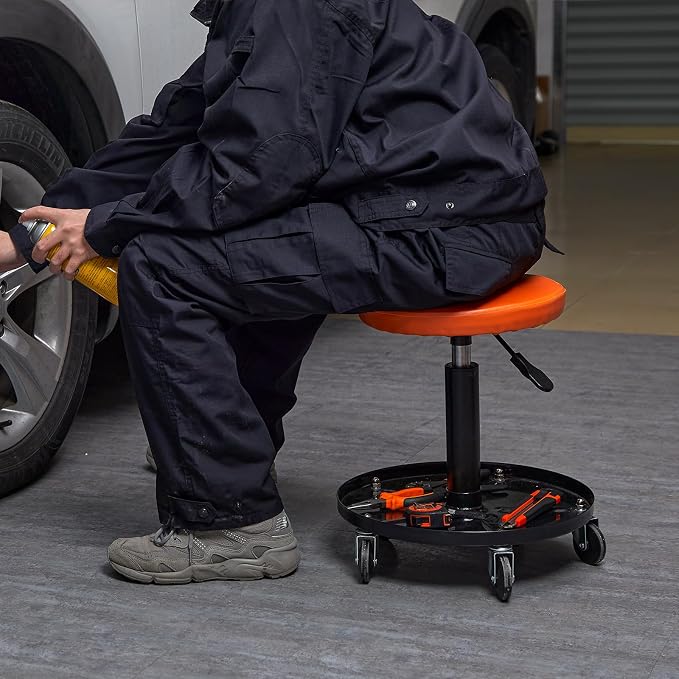 VEVOR Mechanic Stool, 250 LBS Rolling Pneumatic Creeper Garage/Shop Seat - Image 8
