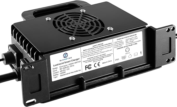 1400W Lead Acid Battery Charger 48 Volt 15 AMP 3-Pin Original Gray One-Piece - Image 4