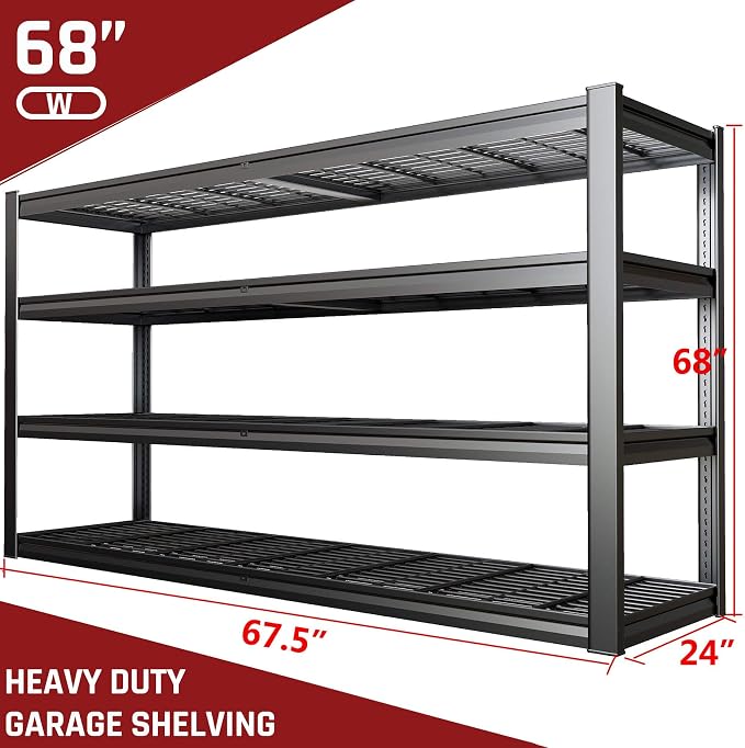 67" Wide Garage Shelving Unit, Heavy Duty Garage Storage Shelves, 3500 LBS - Image 3