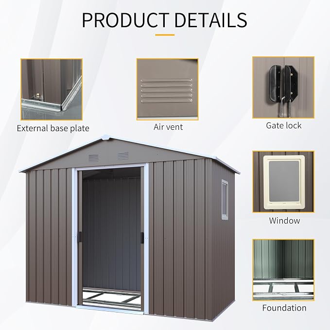 4x8 FT Outdoor Storage Shed, Metal Garden Shed - Image 4