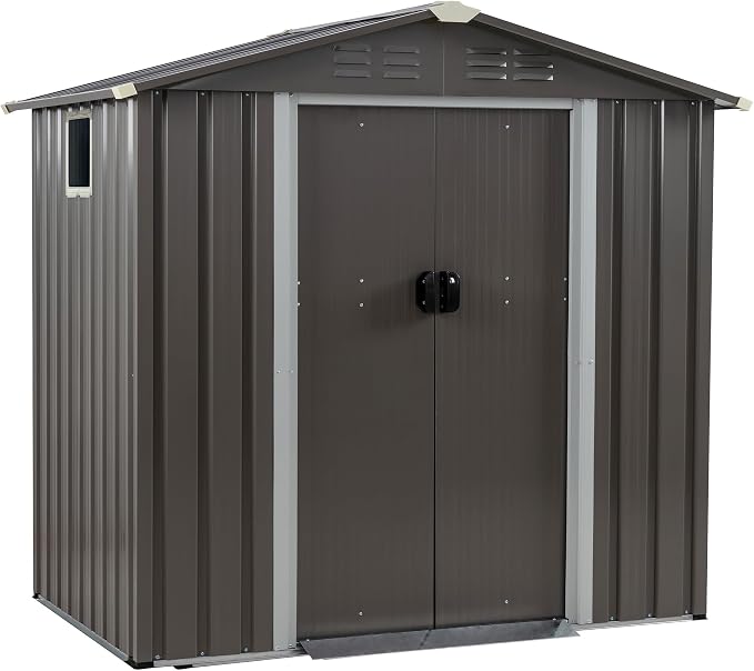 JYQAQA 6x4 FT Outdoor Garden Storage Shed, Waterproof Metal Garden Sheds by JYQAQA