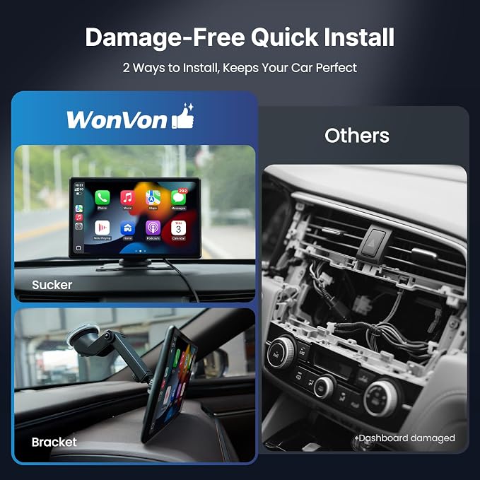 9''HD Wireless Carplay Screen For Car 4K Dash Cam&1080P Backup Camera - Image 9
