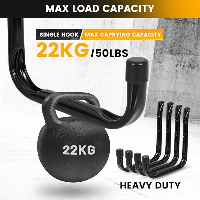 8-Pack Heavy Duty Garage Hooks for Hanging 50 lbs, 8” & 3.5” J Utility Hooks - Image 5