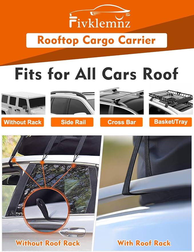 FIVKLEMNZ 30 Cubic Car Rooftop Cargo Carrier Roof Bag Waterproof - Image 4
