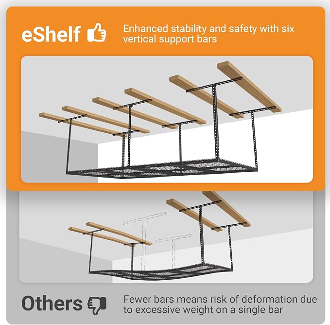 4ftx8ft Overhead Garage Storage Rack, Heavy-Duty Metal Garage Ceiling Storage - Image 5