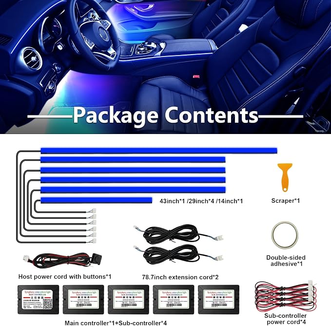 WEBUPAR Acrylic Interior Car Lights - 6 in 1 LED Strip Lights - Image 5