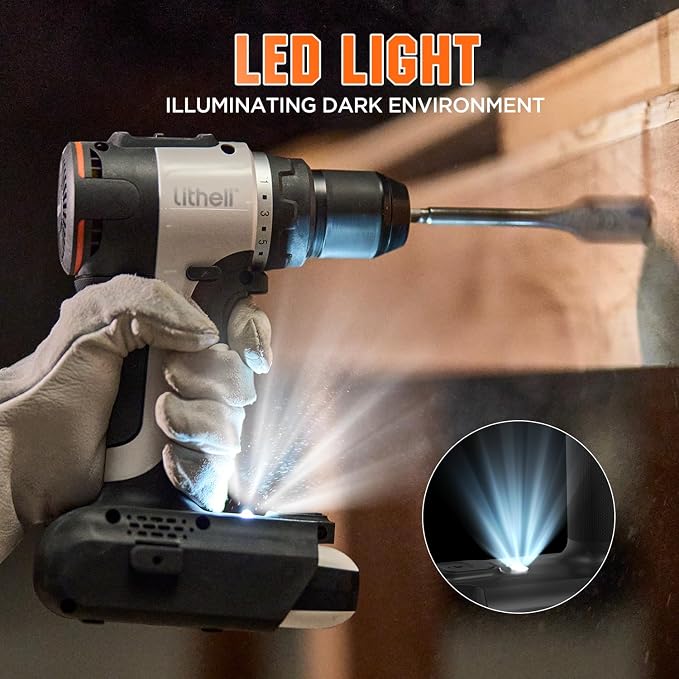 Litheli 20V Cordless Drill Driver, Brushless Power Drill - Image 6