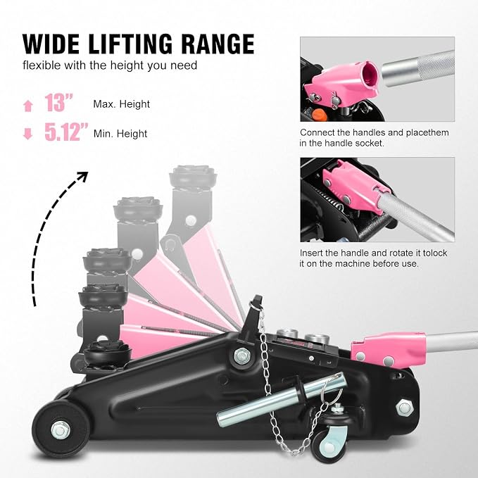 DNA MOTORING Floor Jack with Socket and Lock, Low Profile Hydraulic Trolley Jack - Image 3