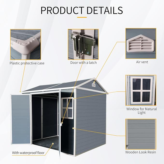 8x6 FT Outdoor Storage Resin Shed - Image 4