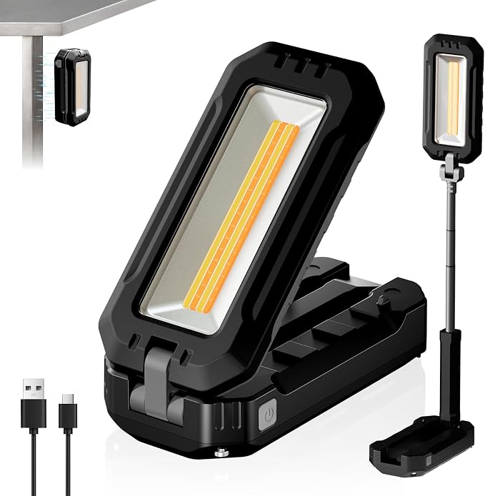 Rechargeable Work Light with Magnetic Base, 1200 Lumens LED Work Light by MKARMATER