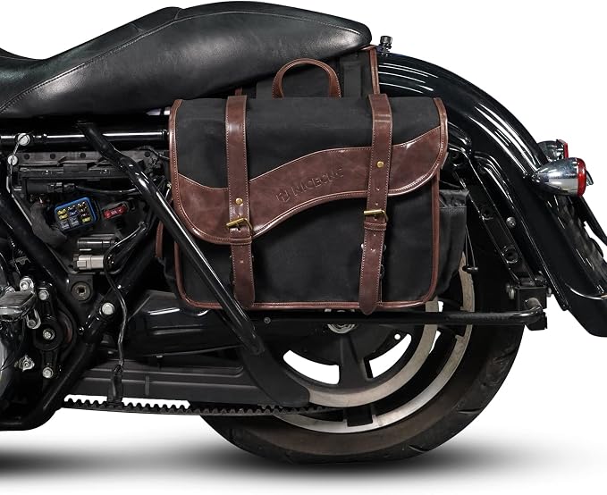 NICECNC Motorcycle Saddle Bags, Vintage Oil Waxed Canvas Saddlebags Motorcycle - Image 7