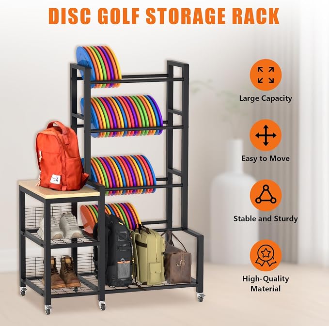 Disc Golf Storage Rack with Wheels – Heavy Duty Metal Disc Golf Rack - Image 4