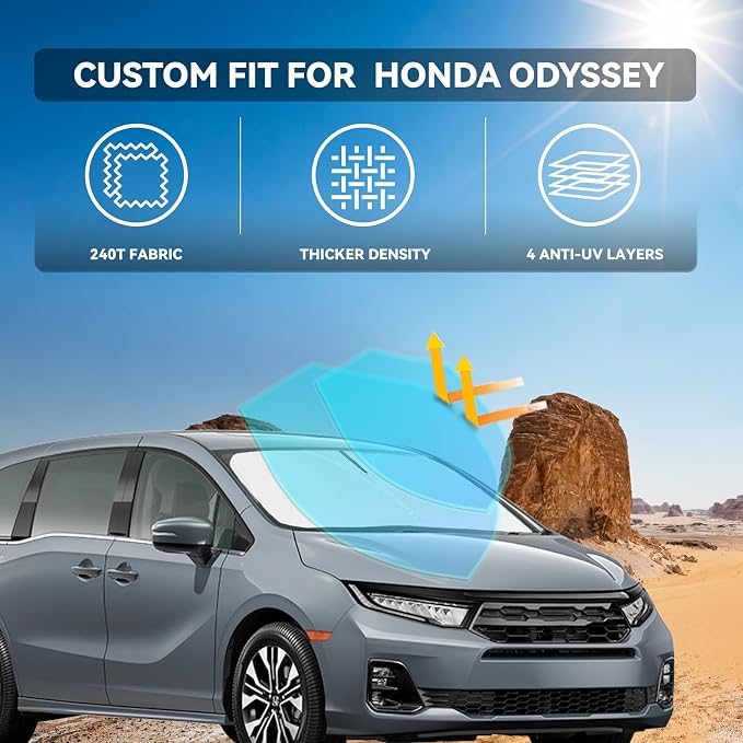 Sun Shade for Honda Odyssey Windshield Cover 2018-2024 2025 2026 4-Layer Front - Image 2