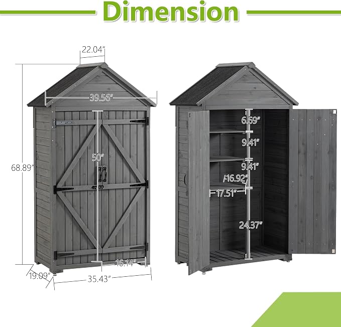 39.56"x 22.04"x 68.89" Outdoor Storage Cabinet - Image 2