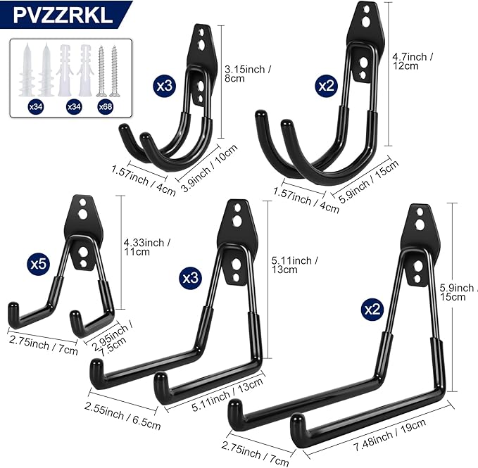18 Pack Garage Hooks, Anti-Slip Coating, Hooks - Image 2