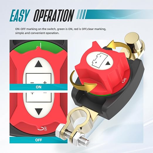 Top Post Battery Disconnect Switch, On/Off Battery Power Cut Off Switch 275A - Image 5