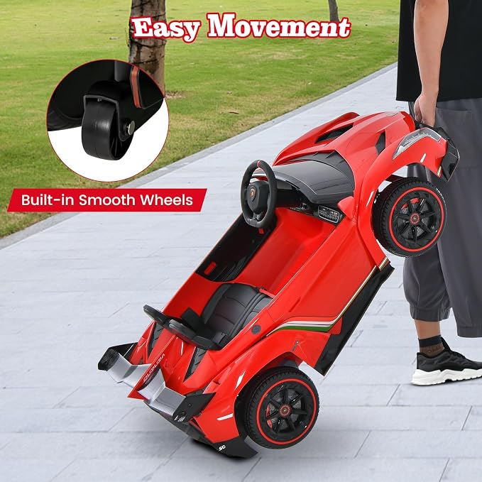 Costzon Ride on Car, Lamborghini Licensed 12V Battery Powered 4WD Sports Car - Image 6